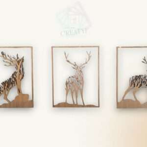 Cadre mural triptyque "Cerf"