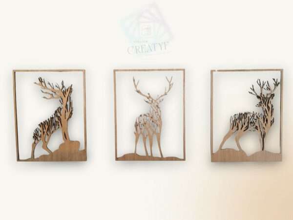 Cadre mural triptyque "Cerf"