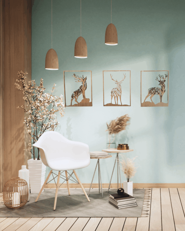Cadre mural triptyque "Cerf" – Image 2
