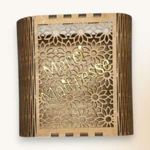 Pot à crayons en bois motif floral – personnalisable