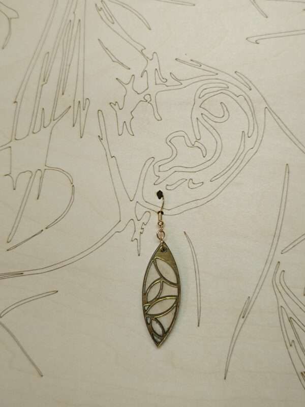 Boucles d’oreilles bi-matière bois & acrylique doré – Image 2