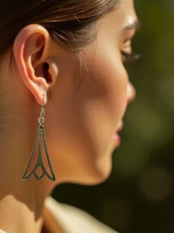 Boucles d’oreilles bi-matière bois & acrylique doré – Image 5