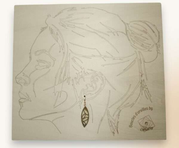 Boucles d’oreilles bi-matière bois & acrylique doré – Image 7