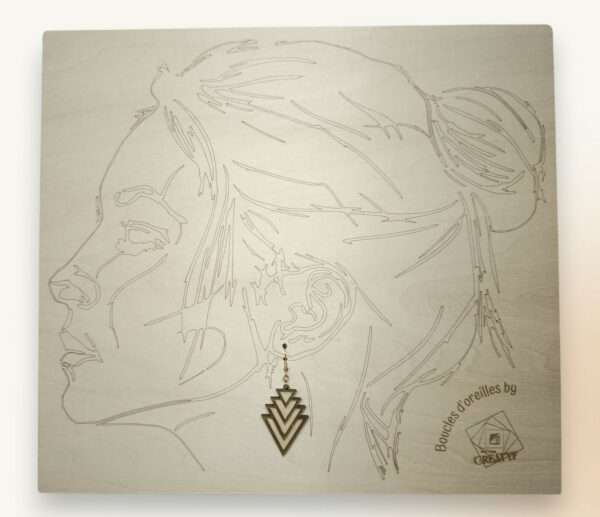 Boucles d’oreilles bi-matière bois & acrylique doré – Image 8