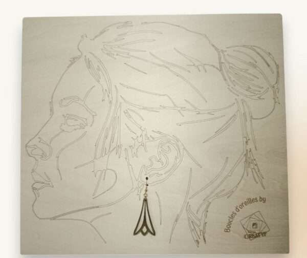 Boucles d’oreilles bi-matière bois & acrylique doré – Image 9