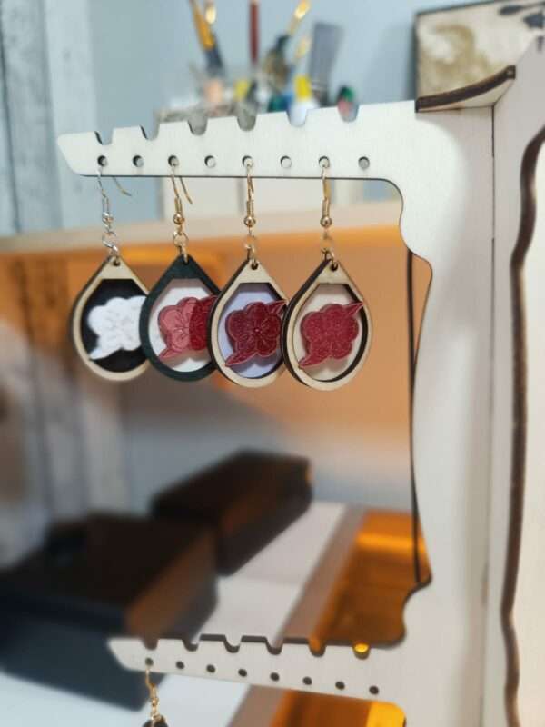 Boucles d’oreilles florales bi-matières – Image 8