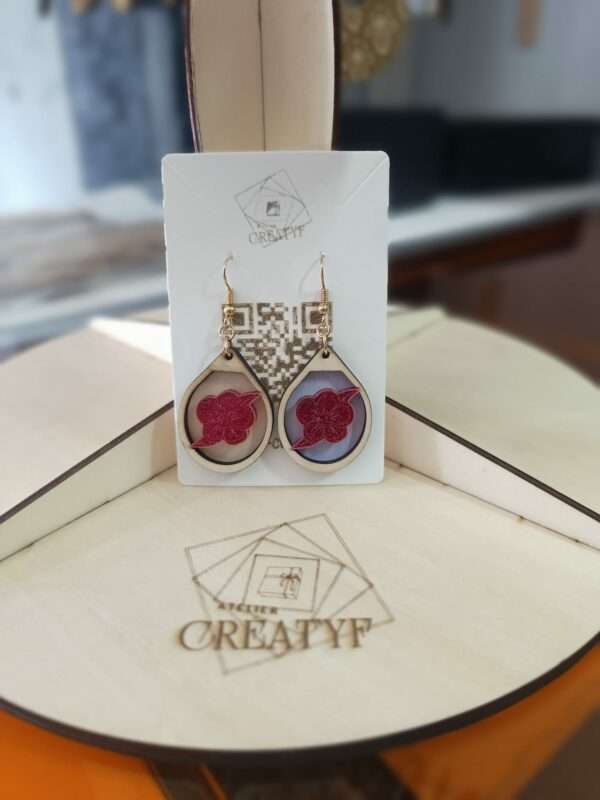 Boucles d’oreilles florales bi-matières – Image 7