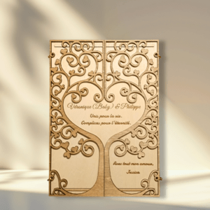 Enveloppe en bois personnalisée – Livre d’or / Faire-part / Cadeau mariage