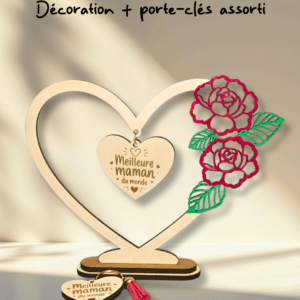 Décoration Rose Éternelle en bois – Collection Douceur Éternelle